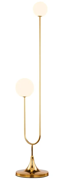 Jupiter Stehleuchte Echt-Messing Glas 136 cm in Gold Weiß G9< Bürolampen|Jugendstil Lampen