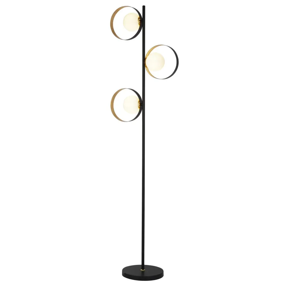 Searchlight Stehleuchte 3-flammig 149 cm Metall in Schwarz Gold G9< Bürolampen|Glaslampen
