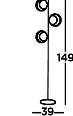 Searchlight Stehleuchte 3-flammig 149 cm Metall in Schwarz Gold G9< Bürolampen|Glaslampen