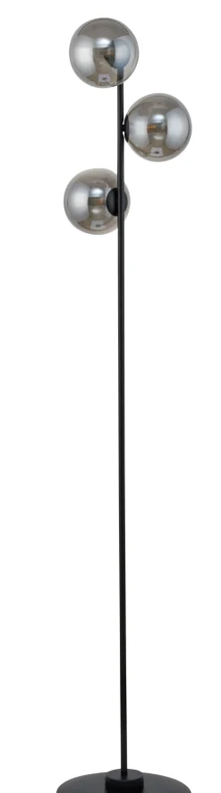 Kugellampen|Moderne Lampen*Sigma Stehleuchte 3-flammig Schwarz Glas Grau H:161 cm Modern