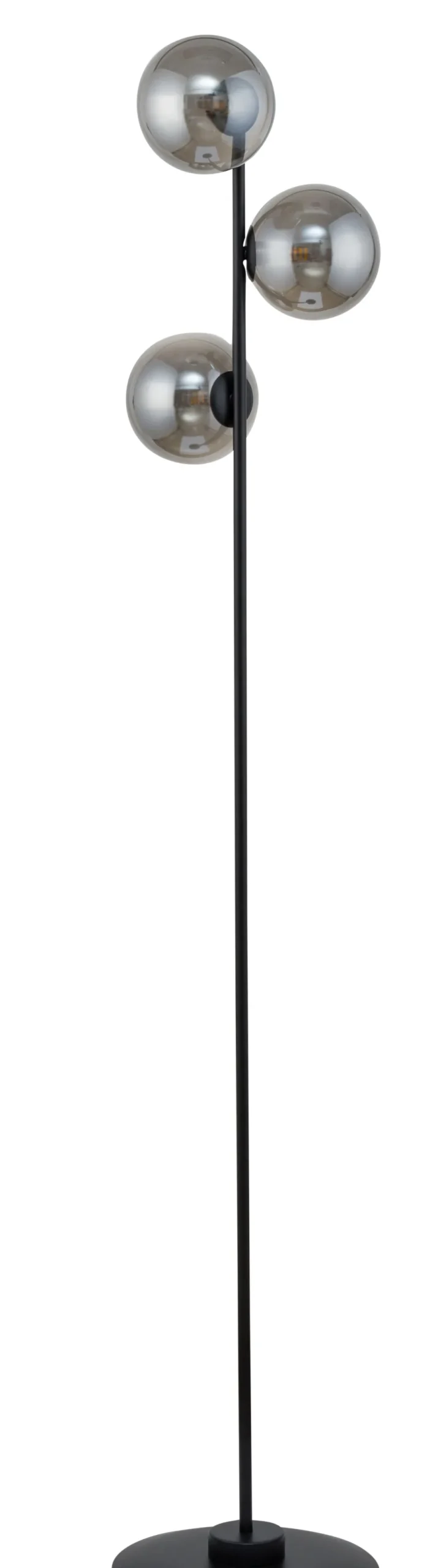 Kugellampen|Moderne Lampen*Sigma Stehleuchte 3-flammig Schwarz Glas Grau H:161 cm Modern