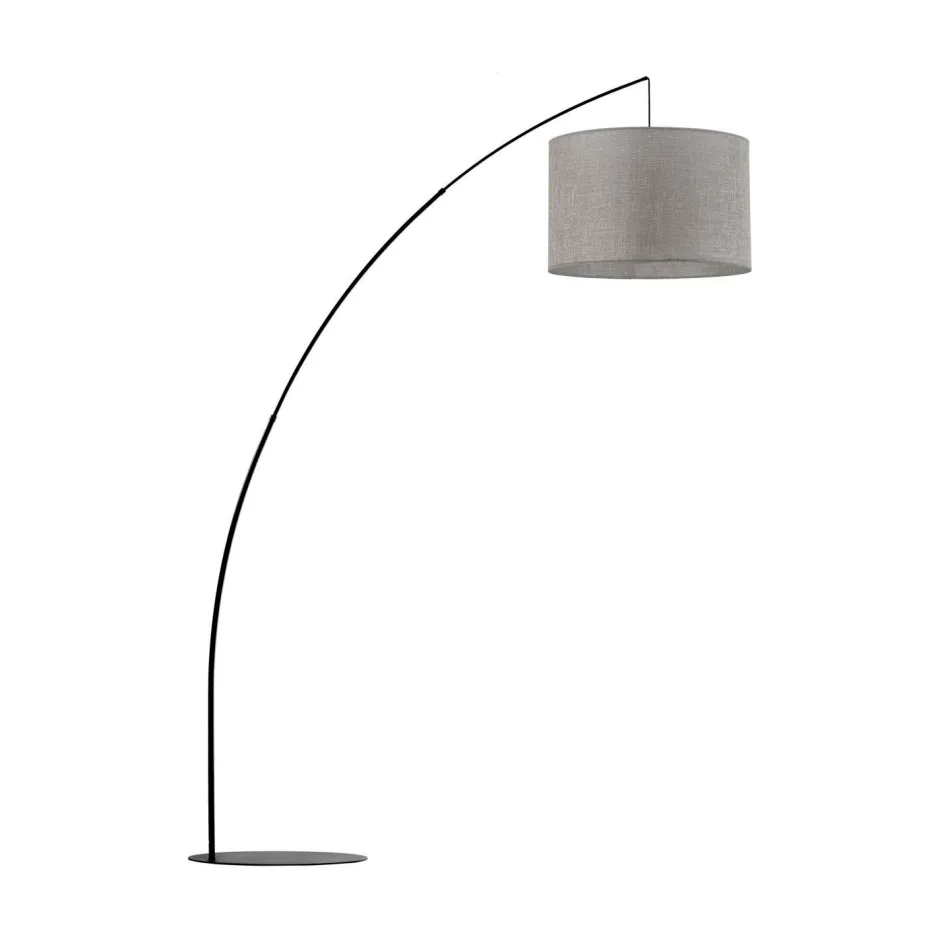 TK Lighting Stehleuchte gebogen Schwarz Grau 245 cm hoch XXL< Stofflampen|Moderne Lampen