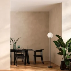 Glaslampen|Metall Lampen*Maytoni Stehleuchte Glas Metall E27 155 cm Schwarz Weiß Modern