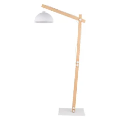 Lampen Aus Aller Welt|Holzlampen*TK Lighting Stehleuchte Holz Metall 180 cm verstellbar Weiß Natur