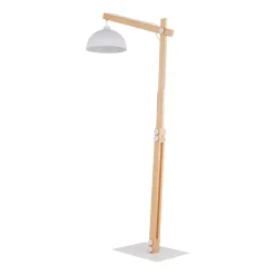 Lampen Aus Aller Welt|Holzlampen*TK Lighting Stehleuchte Holz Metall 180 cm verstellbar Weiß Natur