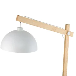 Lampen Aus Aller Welt|Holzlampen*TK Lighting Stehleuchte Holz Metall 180 cm verstellbar Weiß Natur