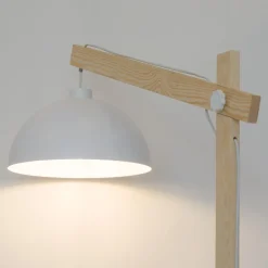 Lampen Aus Aller Welt|Holzlampen*TK Lighting Stehleuchte Holz Metall 180 cm verstellbar Weiß Natur