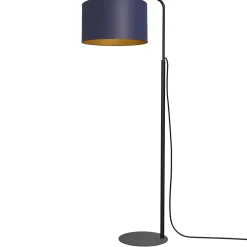 Metall Lampen|Stehlampen*Luminex Stehleuchte klein Metall Stoff 151 cm E27 Blau Gold