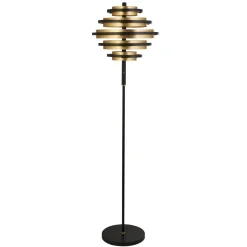 Led Lampen|Bürolampen*Searchlight Stehleuchte LED in Schwarz Gold 2700 K warmweiß Metall