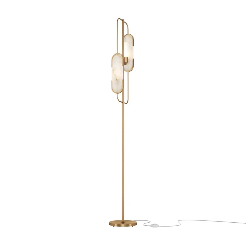 Designerlampen|Stehlampen*Maytoni Stehleuchte Metall 161,5 cm in Gold Weiß (Stein) G9
