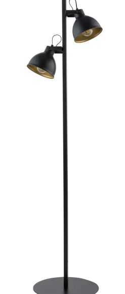 Sigma Stehleuchte Metall Schwarz Gold E27 150 cm flexibel< Industrie Lampen|Stehlampen