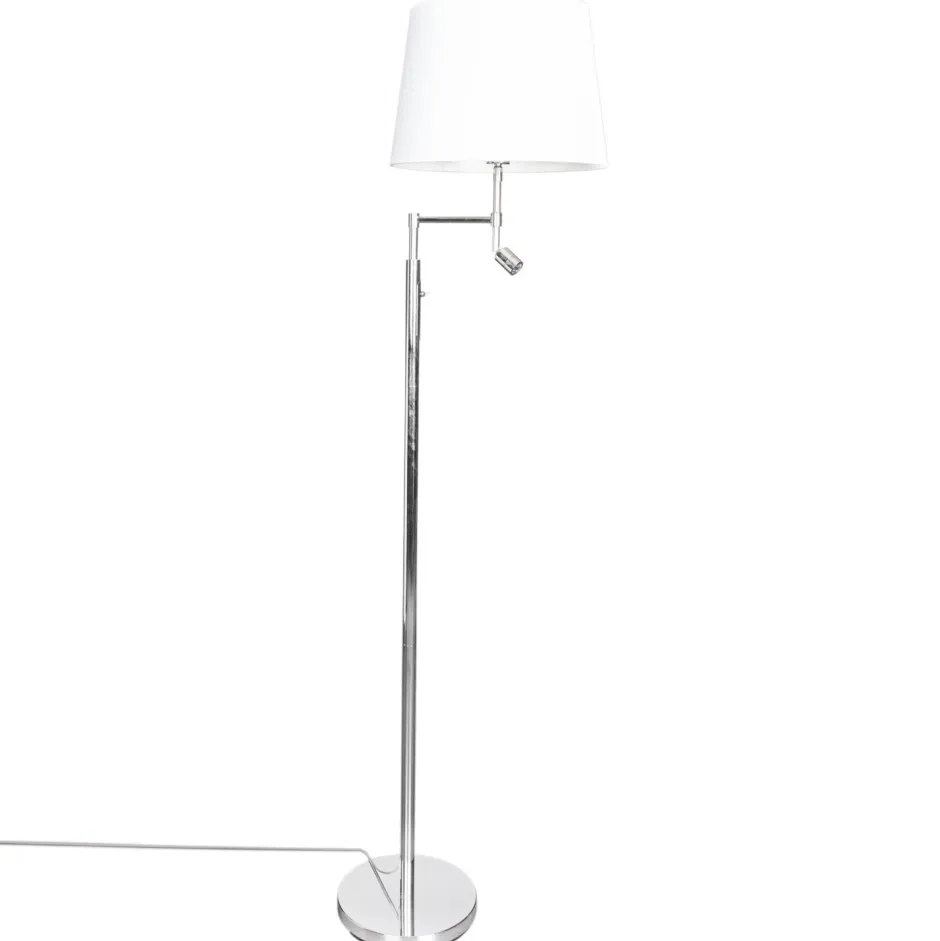 Wohnzimmerlampen|Stofflampen*By Rydéns Stehleuchte mit Lesearm 157cm Chrom Weiß E27 LED Stoff Metall