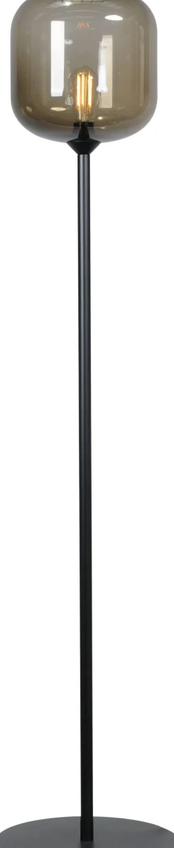 Masterlight Stehleuchte Rauchglas Metall 165 cm Schwarz ELYA< Glaslampen|Stehlampen