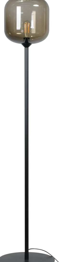 Masterlight Stehleuchte Rauchglas Metall 165 cm Schwarz ELYA< Glaslampen|Stehlampen