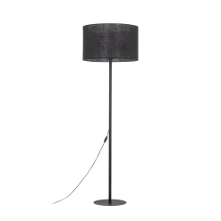 Bürolampen|Stofflampen*TK Lighting Stehleuchte Schwarz 160 cm Ø 50 cm Metall Stoff E27