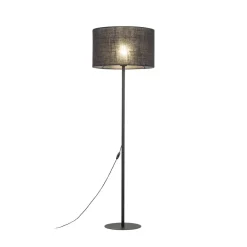 Bürolampen|Stofflampen*TK Lighting Stehleuchte Schwarz 160 cm Ø 50 cm Metall Stoff E27