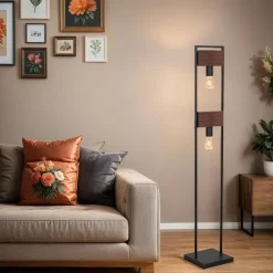 Holzlampen|Stehlampen*Luminex Stehleuchte Schwarz Braun 148 cm niedrig Metall