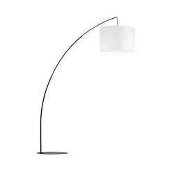 TK Lighting Stehleuchte Schwarz Weiß 245 cm hoch gebogen Stoffschirm< Moderne Lampen|Stofflampen