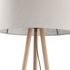 Lampen Aus Aller Welt|Stofflampen*TK Lighting Stehleuchte Skandinavisch Holz Stoff Dreibein 146 cm
