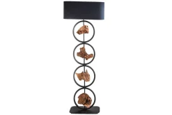 Invicta Interior Stehleuchte Stoff Holz Schwarz 147 cm E27 blendarm< Stofflampen|Holzlampen