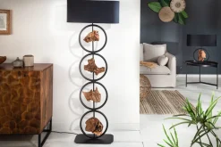 Invicta Interior Stehleuchte Stoff Holz Schwarz 147 cm E27 blendarm< Stofflampen|Holzlampen