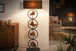 Invicta Interior Stehleuchte Stoff Holz Schwarz 147 cm E27 blendarm< Stofflampen|Holzlampen