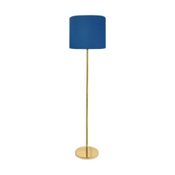 Bürolampen|Lampen Aus Aller Welt*Giovanni Battista Stehleuchte Stoff Messing 161,5 cm E27 Blau Wohnzimmer