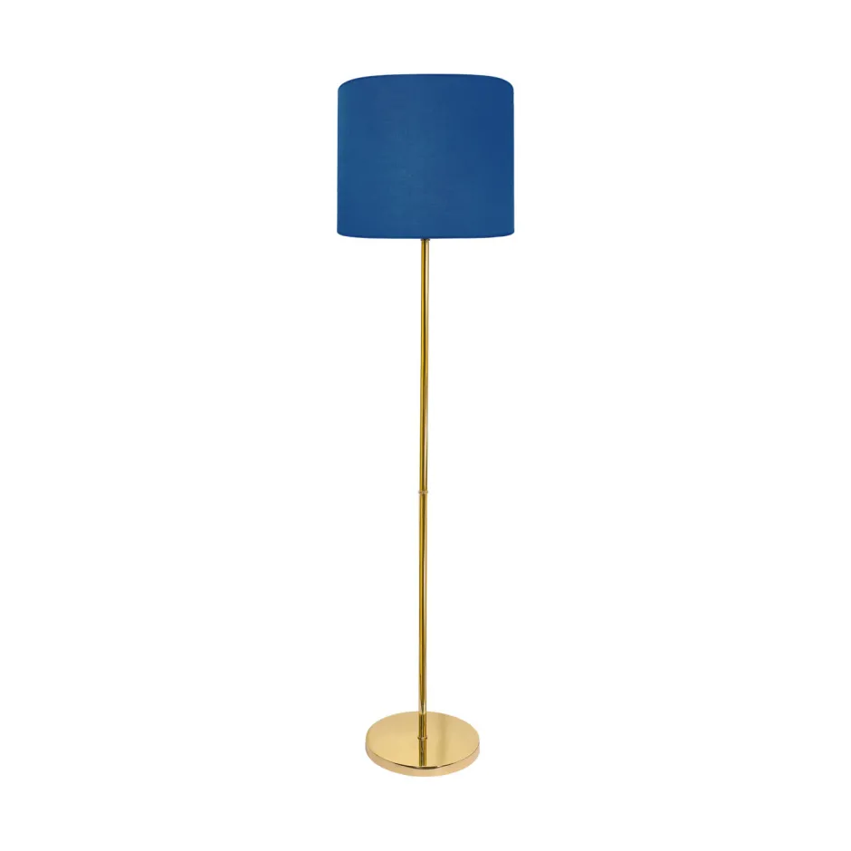 Bürolampen|Lampen Aus Aller Welt*Giovanni Battista Stehleuchte Stoff Messing 161,5 cm E27 Blau Wohnzimmer