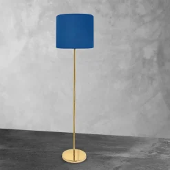 Bürolampen|Lampen Aus Aller Welt*Giovanni Battista Stehleuchte Stoff Messing 161,5 cm E27 Blau Wohnzimmer