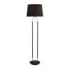 Wohnzimmerlampen|Stofflampen*Searchlight Stehleuchte Stoff Metall 161 cm E27 in Schwarz Messing