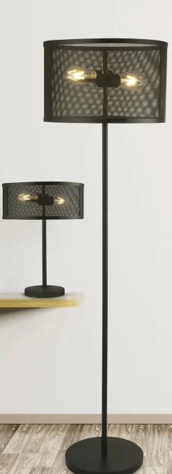 Bürolampen|Wohnzimmerlampen*Searchlight Stehleuchte Wohnzimmer 145 cm klein Metall 2x E27 Schwarz