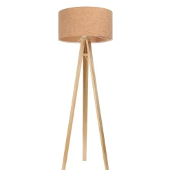 BPS Koncept Stehleuchte Wohnzimmer 146 cm Dreibein Holz Kork E27< Moderne Lampen|Holzlampen