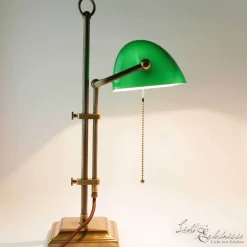 Schreibtischlampen|Metall Lampen*Berliner Messingleuchten Stilvolle Bankerleuchte Messing Glas mit Zugschalter