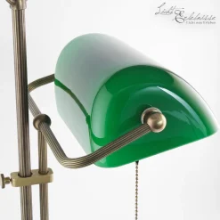 Schreibtischlampen|Metall Lampen*Berliner Messingleuchten Stilvolle Bankerleuchte Messing Glas mit Zugschalter