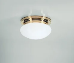 Bürolampen|Wohnzimmerlampen*Berliner Messingleuchten Stilvolle Deckenlampe E27 Messing poliert Glas Ø20 cm