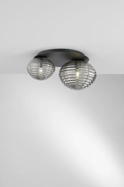 Wohnzimmerlampen|Glaslampen*Eco-Light Stilvolle Deckenleuchte Rauchglas 2-flmg E27 dekorativ