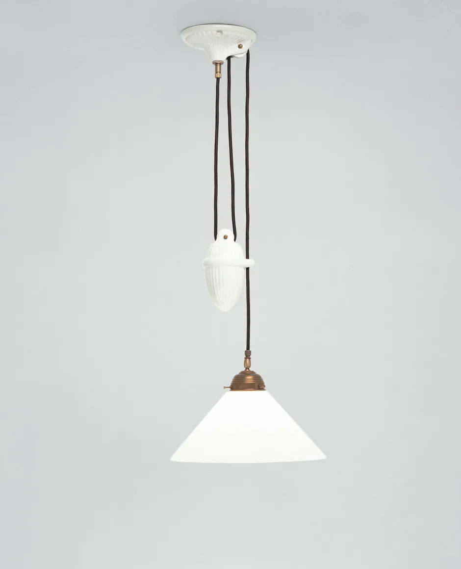 Berliner Messingleuchten Stilvolle Hängelampe Messing Antik Glas E27 Ø30 cm rund< Hängelampen|Wohnzimmerlampen