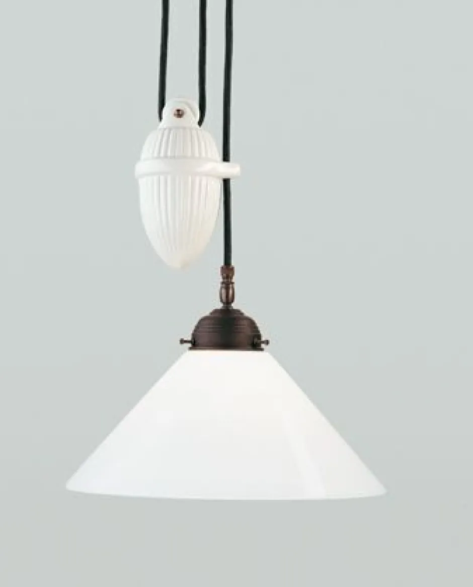 Berliner Messingleuchten Stilvolle Hängelampe Messing Antik Glas E27 Ø30 cm rund< Hängelampen|Wohnzimmerlampen