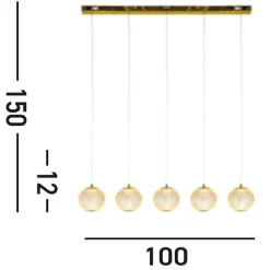 Bürolampen|Wohnzimmerlampen*Searchlight Stilvolle Hängelampe Metall G9 100 cm lang in Messing