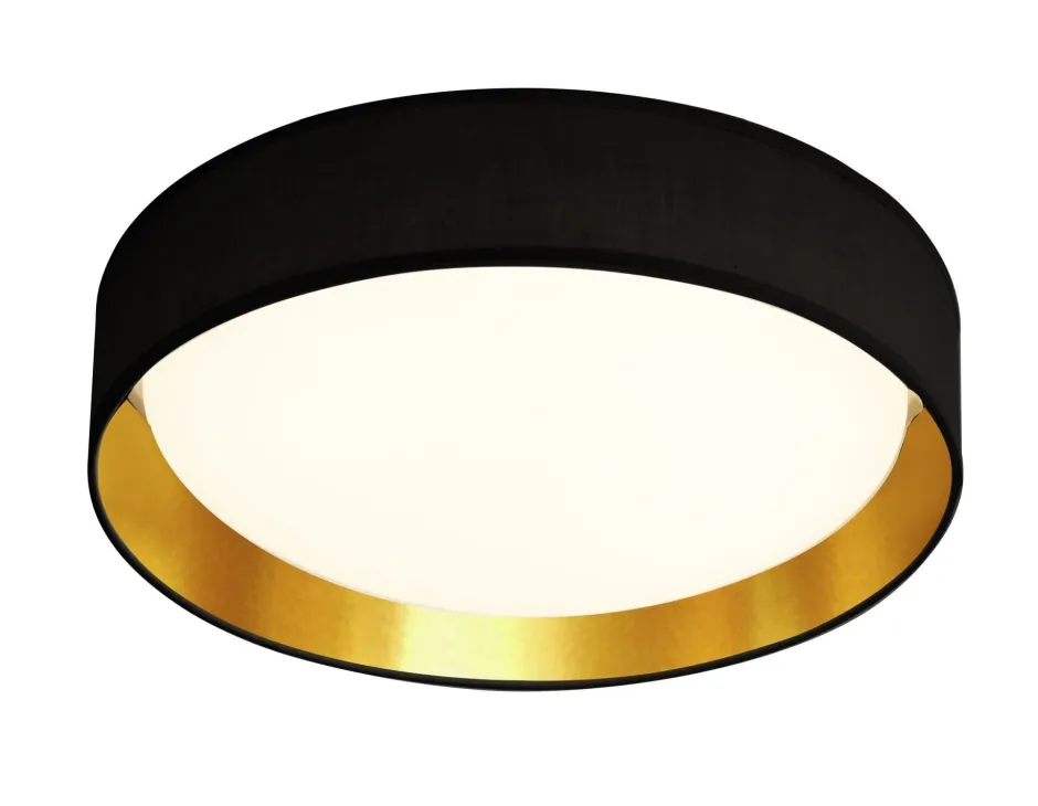 Wohnzimmerlampen|Esszimmer Lampen*Searchlight Stilvolle LED Deckenlampe Ø37 cm 3000 K in Schwarz Gold