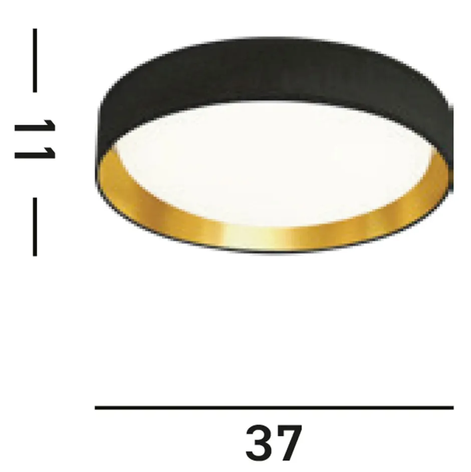 Wohnzimmerlampen|Esszimmer Lampen*Searchlight Stilvolle LED Deckenlampe Ø37 cm 3000 K in Schwarz Gold