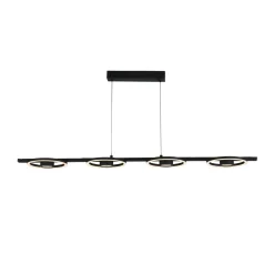 Searchlight Stilvolle LED Hängeleuchte Metall Schwarz 3000 K Ringe< Wohnzimmerlampen|Esszimmer Lampen