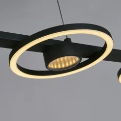 Searchlight Stilvolle LED Hängeleuchte Metall Schwarz 3000 K Ringe< Wohnzimmerlampen|Esszimmer Lampen