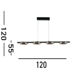 Searchlight Stilvolle LED Hängeleuchte Metall Schwarz 3000 K Ringe< Wohnzimmerlampen|Esszimmer Lampen