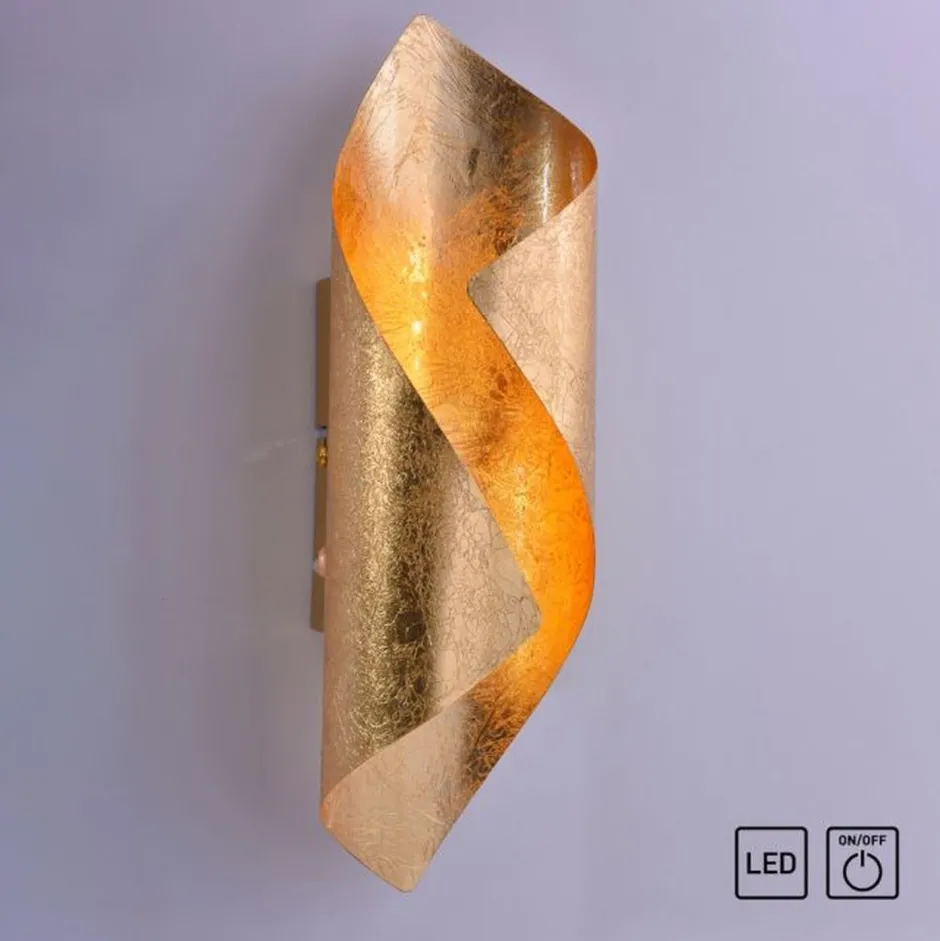 Paul Neuhaus Stilvolle LED Wandleuchte Schalter 3000 K in Blattgold< Flurlampen|Wohnzimmerlampen