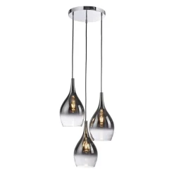 Paul Neuhaus Stilvolle Pendelleuchte Glas Chrom Anthrazit E27 3-flmg< Hängelampen|Bürolampen