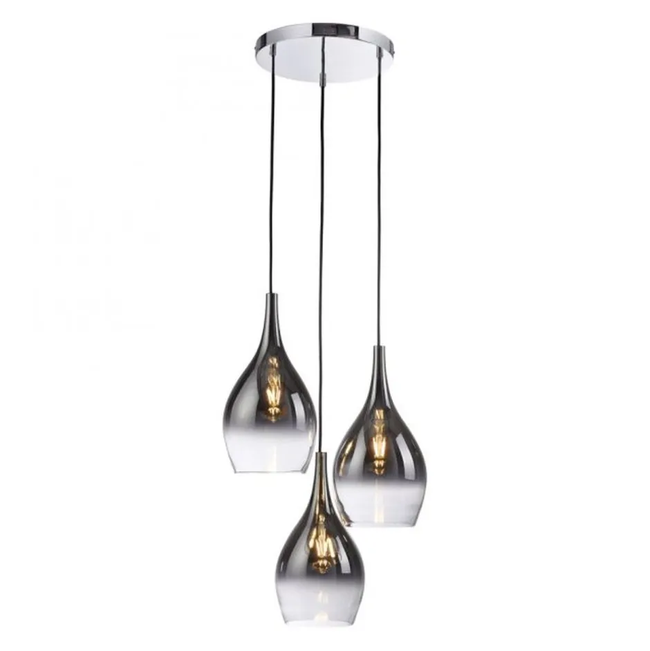 Paul Neuhaus Stilvolle Pendelleuchte Glas Chrom Anthrazit E27 3-flmg< Hängelampen|Bürolampen