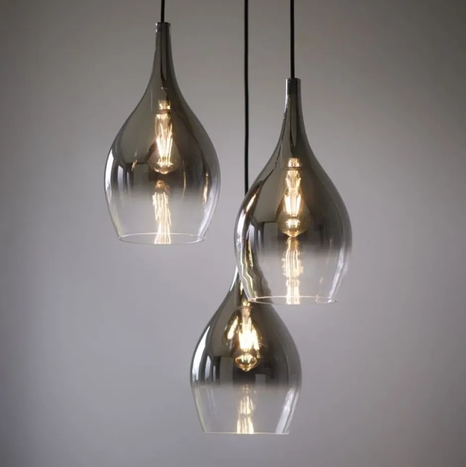 Paul Neuhaus Stilvolle Pendelleuchte Glas Chrom Anthrazit E27 3-flmg< Hängelampen|Bürolampen