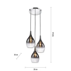 Paul Neuhaus Stilvolle Pendelleuchte Glas Chrom Anthrazit E27 3-flmg< Hängelampen|Bürolampen