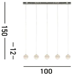 Bürolampen|Wohnzimmerlampen*Searchlight Stilvolle Pendelleuchte in Chrom Metall G9 100 cm lang